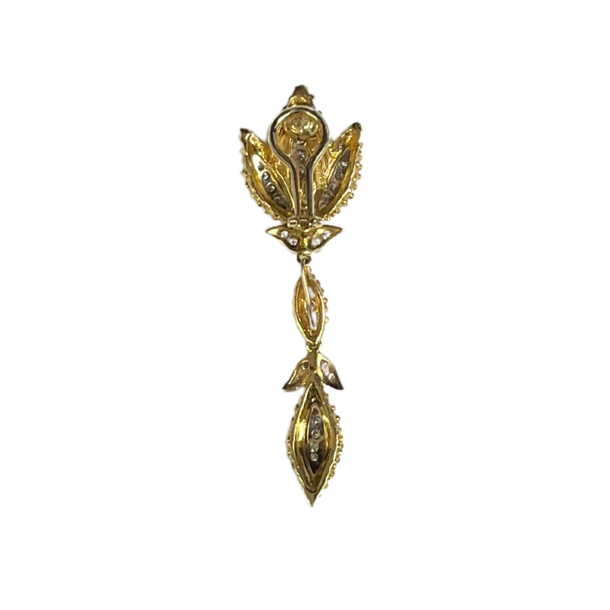 Vintage 'Birks' Diamond 2-Toned 18K Gold Earring with Removable Enhancer