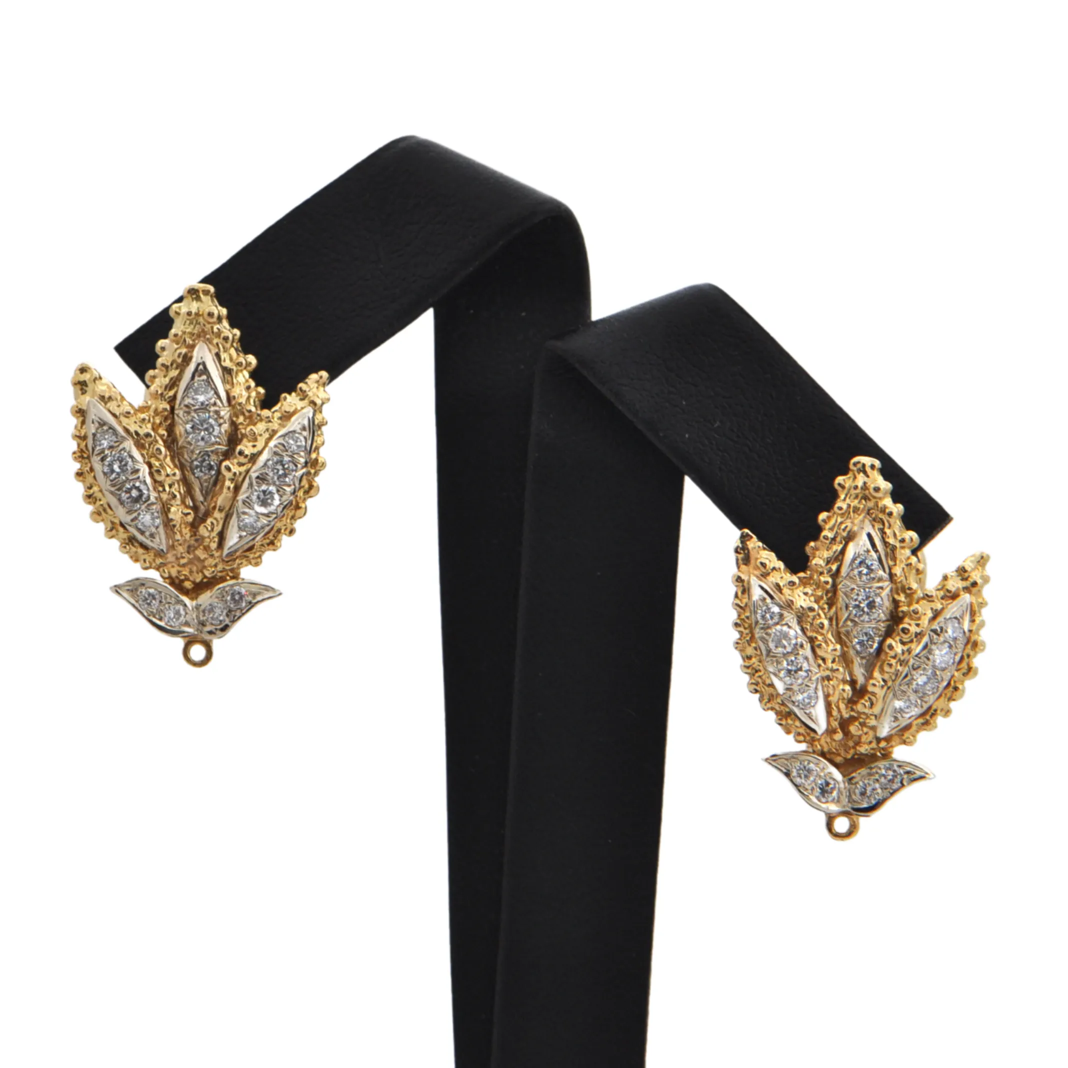 Vintage 'Birks' Diamond 2-Toned 18K Gold Earring with Removable Enhancer