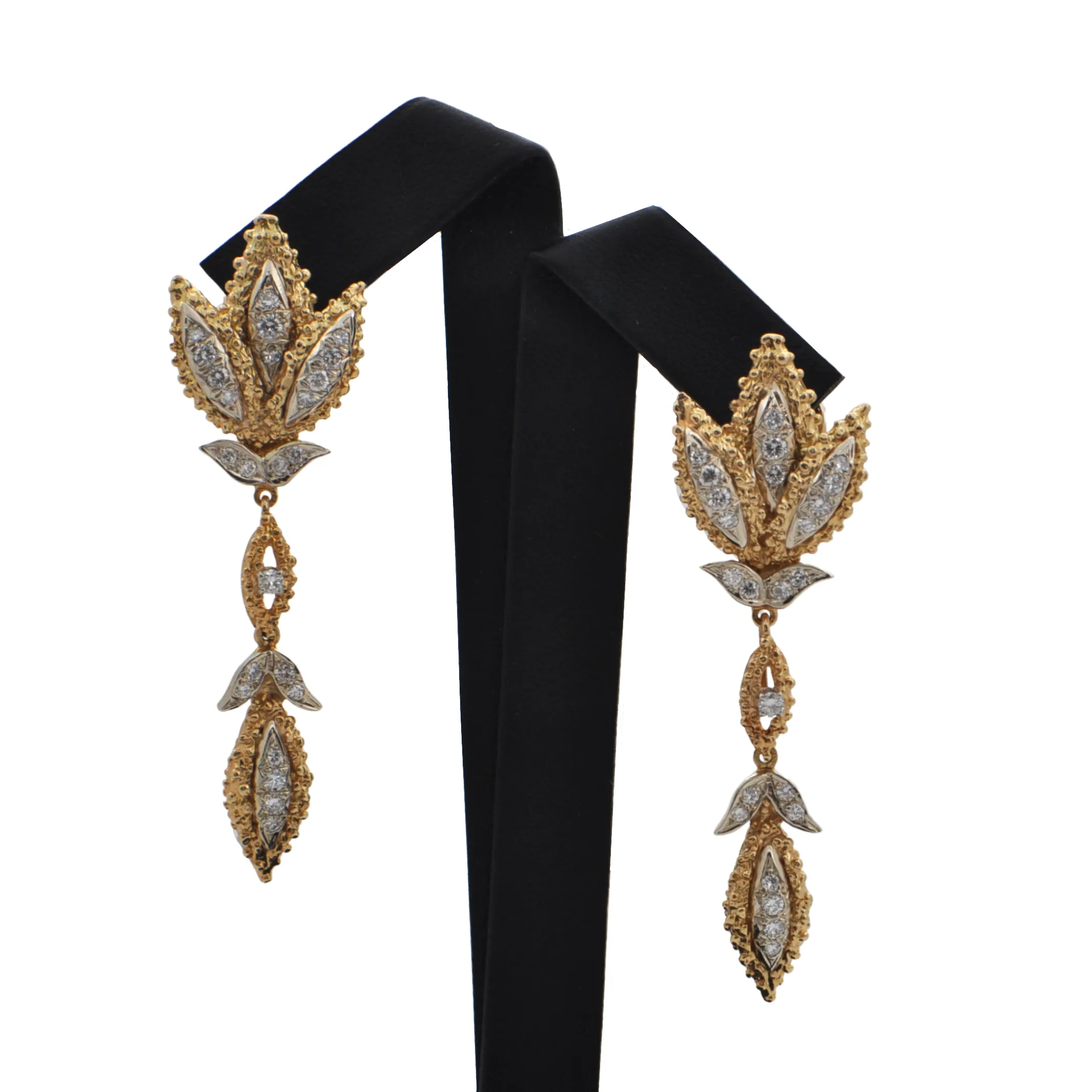 Vintage 'Birks' Diamond 2-Toned 18K Gold Earring with Removable Enhancer