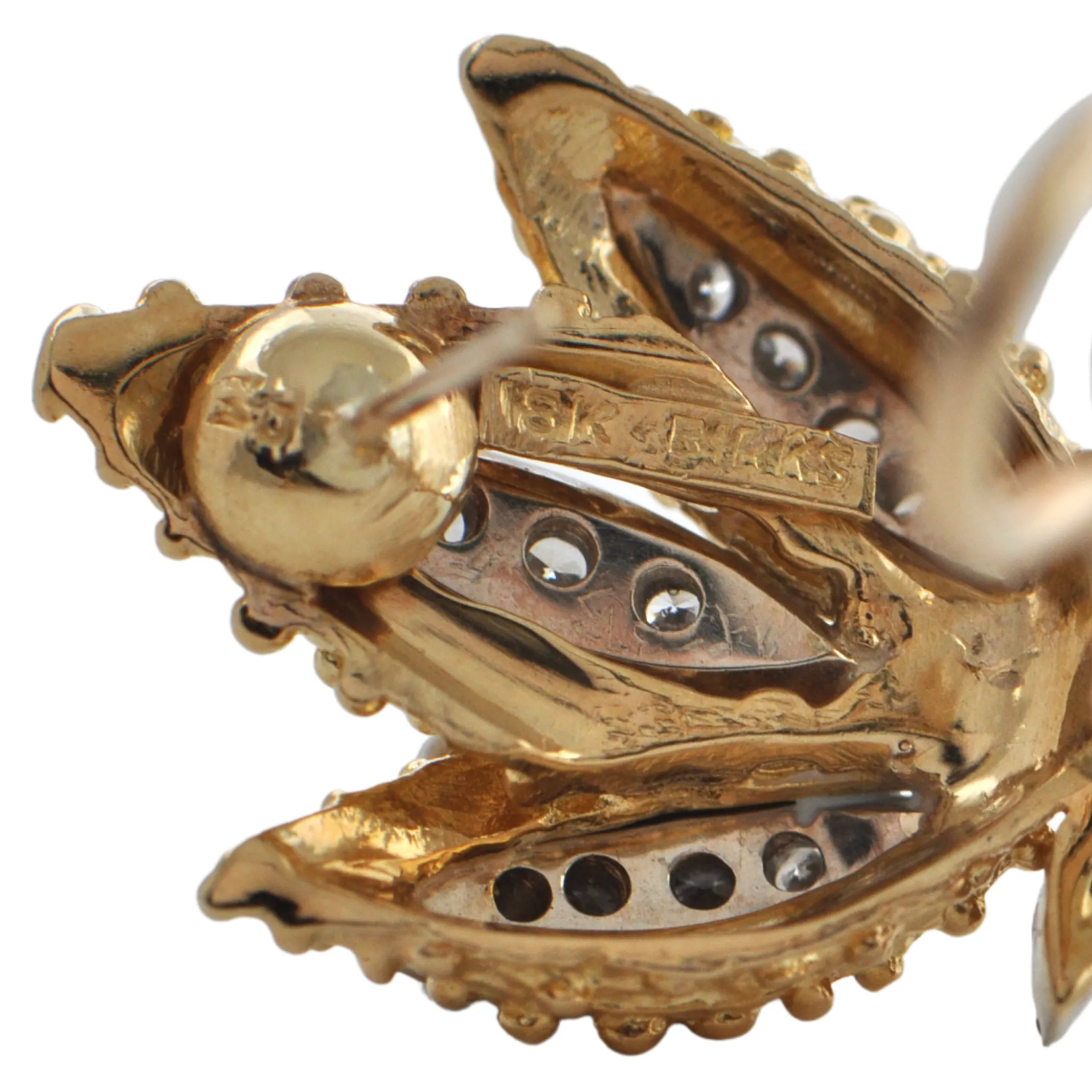 Vintage 'Birks' Diamond 2-Toned 18K Gold Earring with Removable Enhancer