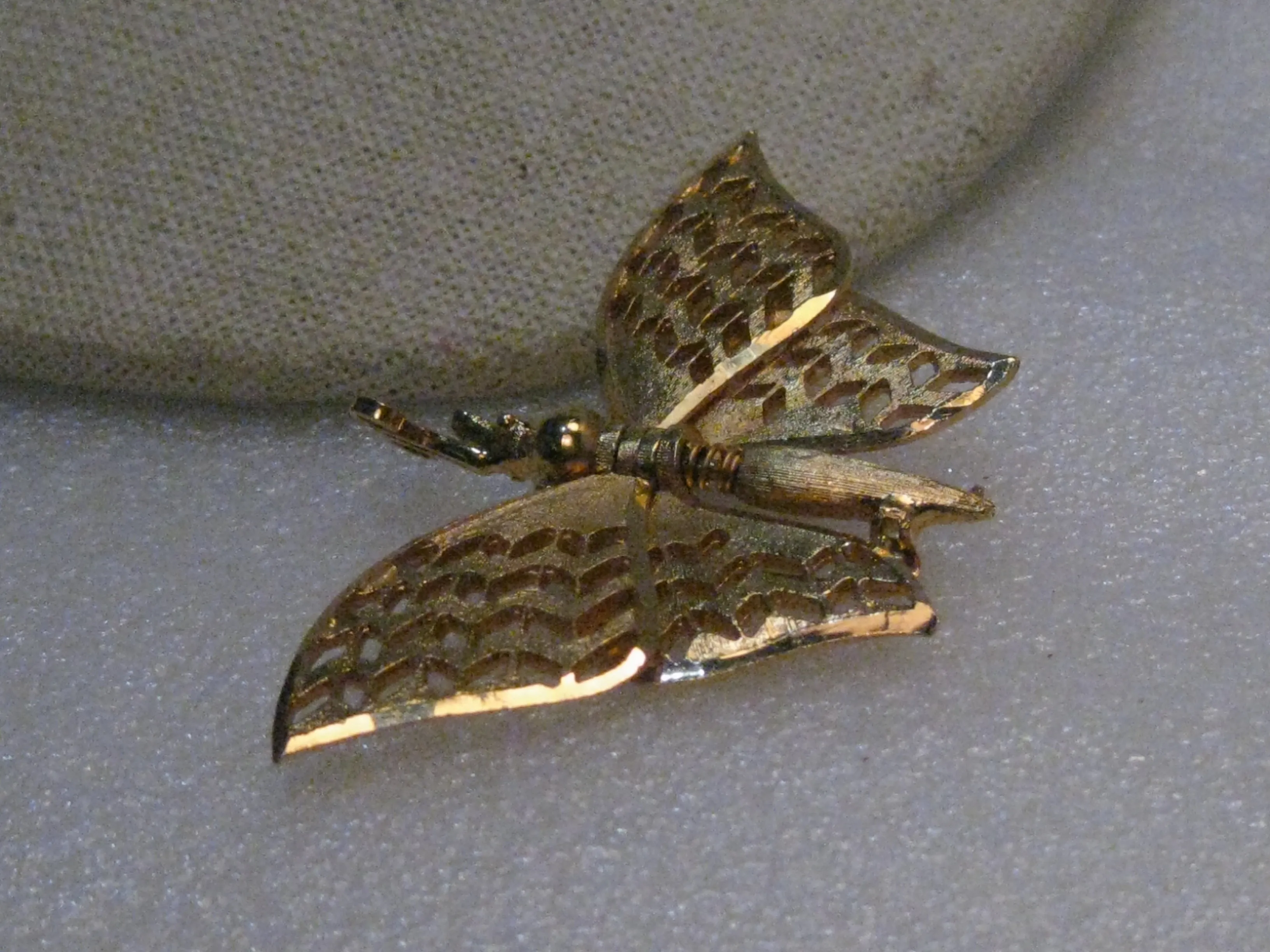 Vintage Butterfly Trembler/Hinged  Brooch, Hinged, Gold Tone, 1960's, 1.5" by 2"