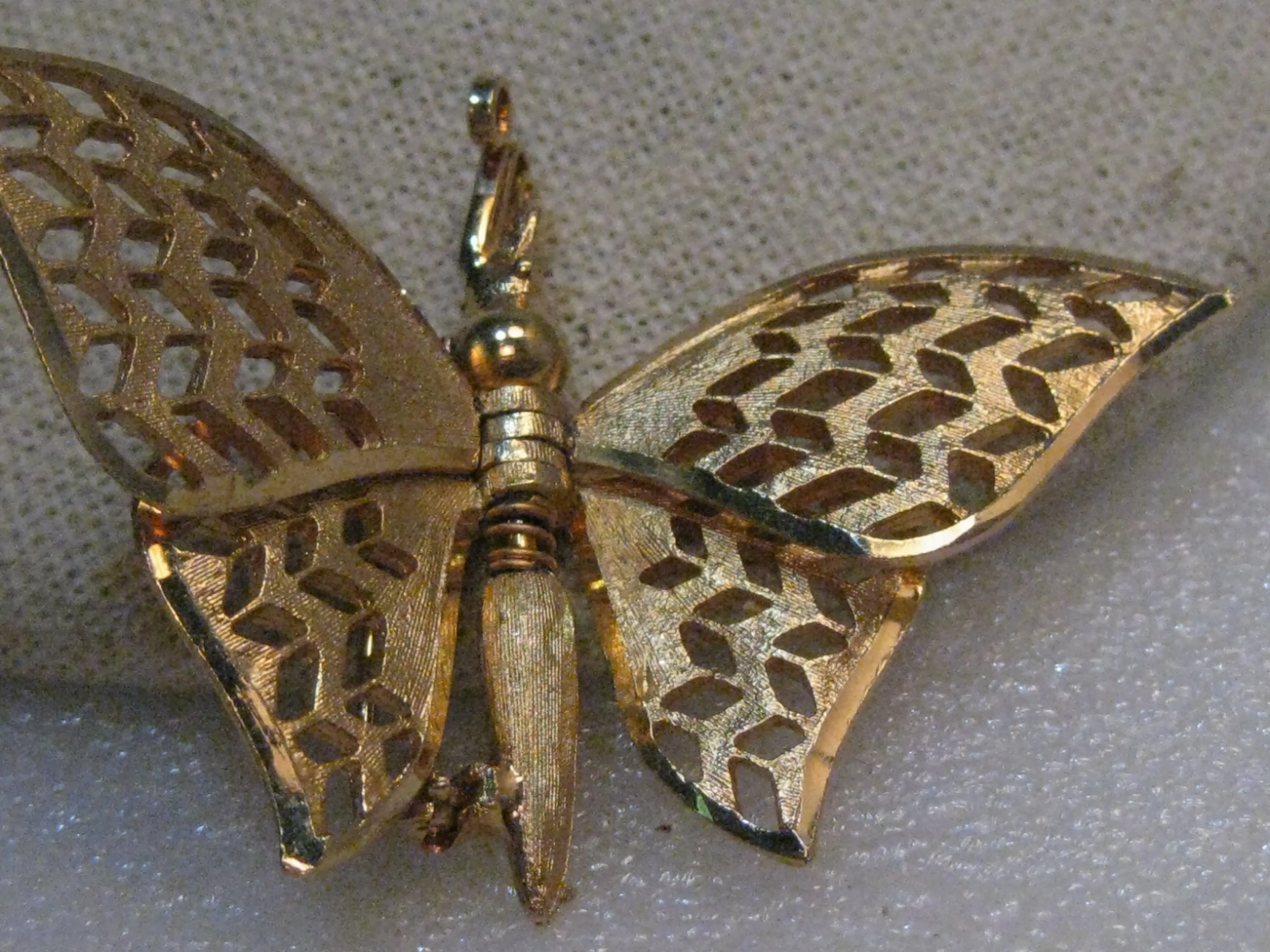 Vintage Butterfly Trembler/Hinged  Brooch, Hinged, Gold Tone, 1960's, 1.5" by 2"