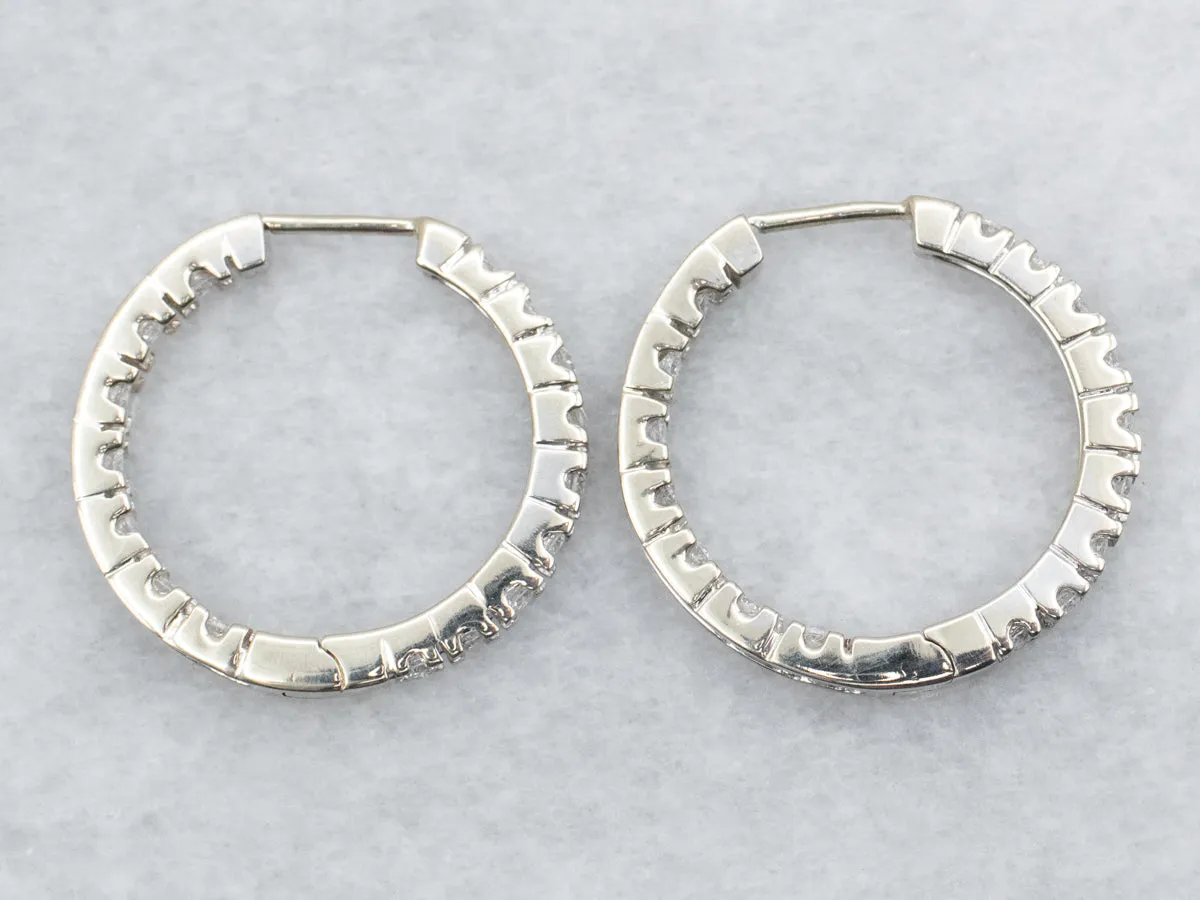 White Gold Diamond Hoop Earrings