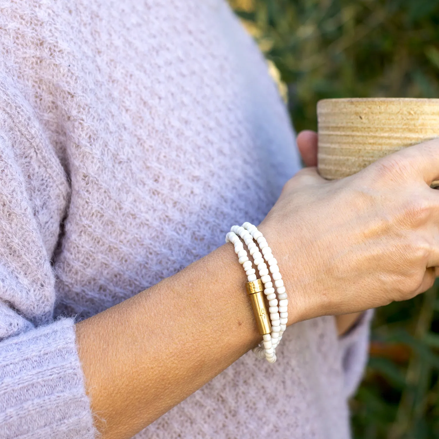 White Seed Wrap Bracelet / Wish Necklace
