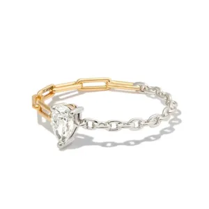 Yvonne Leon Diamond Pear Mixed Metal Gold Chain Ring